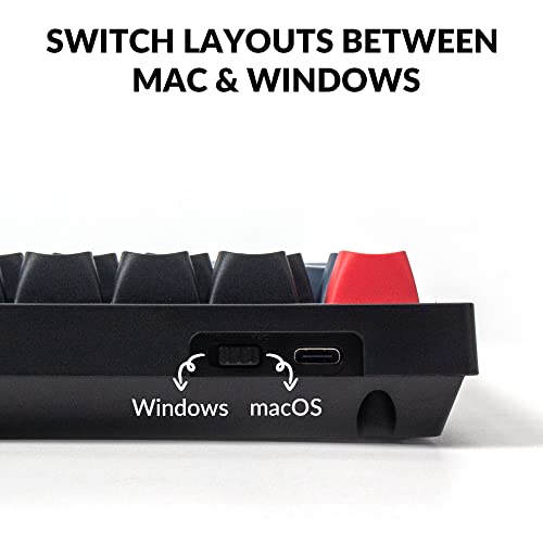 Keychron V1 Wired Custom Mechanical Keyboard Knob Version, 75% Layout Qmk/Via Programmable With Hot-Swappable Keychron K Pro Brown Switch Compatible With Mac Windows Linux Carbon Black Non-Transparent #TOP5