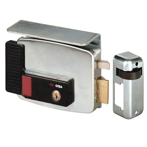 CISA - Serratura Elettrica da Applicare 111731501 - Serratura con Catenaccio a Mandate, Tettuccio Protettivo e Sottobocchetta - Entrata 50 con Pulsante Interno - Mano Destra