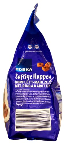 Edeka Saftige Happen mit Rind und Karotten Komplett-Mahlzeit für Hunde, 5er Pack (5 x 1,5 kg)