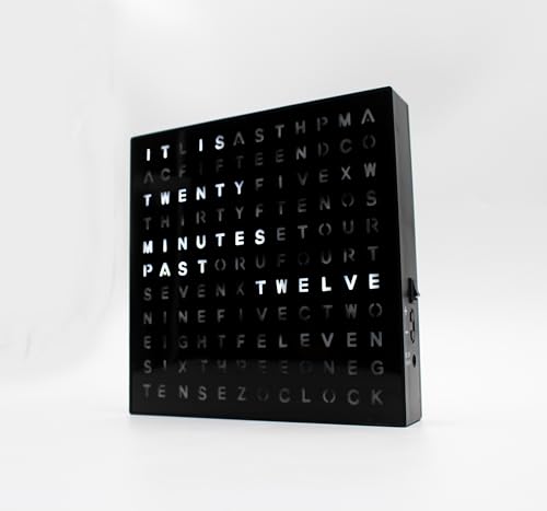 Mad Monkey Word Clock - Horloge Murale Moderne - Horloge Polyvalente à Poser ou à accrocher - Horloge à Mots élégante pour la Maison - Design élégant pour Le Salon, Le Bureau et la Chambre