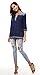 Women's Summer Tops Boho V-Neck Embroidery Short Sleeve Blouses for Women Fashion Navy Blue