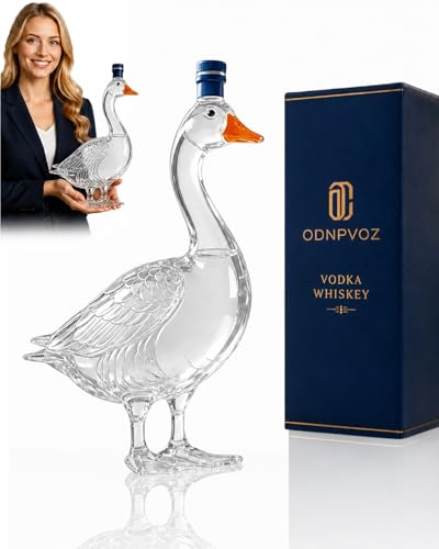 3D Sculpted Goose 30th Anniversary Vodka Whiskey Bottle 350ml Frosted Glass Decanter Texture Liquor Container Bar Home Party Funny Gift Men Dad Father Transparent Holder Wine Unique(Transparent 1pc)