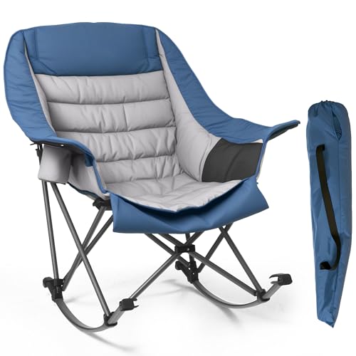 Silla Plegable para Camping CROS Padded Folding Lawn Rocker Azul miniatura 1