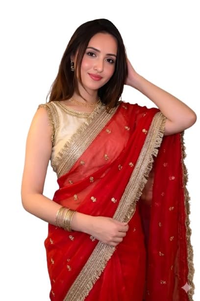 vragi Women's Soft Silk Dual Shade Saree with Embroidery Work & Lace Border With Contrast Embroidery Unstitched Blouse_(FSatin_aer5)-picture-26