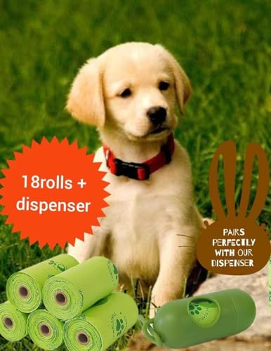 Image of Dog waste bags and dispenser. Dog Poop Bags - Leak-Proof and Extra-Thick Pet Waste Bags for Big and Small Dogs - Refill Rolls - Unscented - 270 Count. Puppybabes