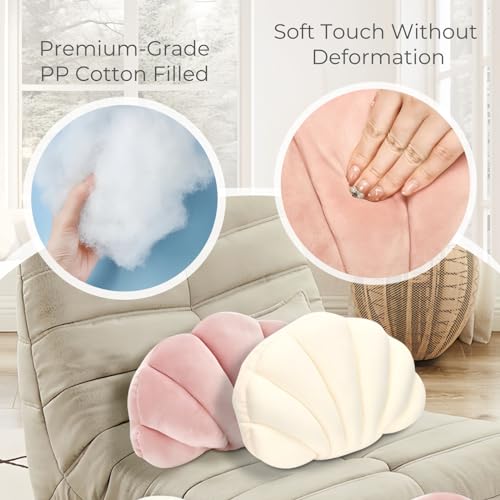 Larennt LATP-0403 Seashell Pillow, 13.8 Inch Soft Velvet Shell Shaped Throw Pillows thumb #4