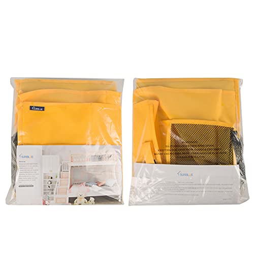 Image of Surblue Caddy Hanging Organizer Bedside Storage Bag for Bunk and Hospital Beds, Dorm Rooms Bed Rails(8 Pockets),Yellow
