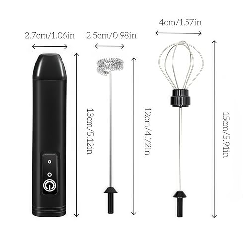 Image of Digead Rechargeable Milk Frother Handheld, 3 Speeds Electric Whisk with 2 Detachable Whisks, USB Coffee Frother Foam Maker for Coffee Latte Cappuccino Matcha, Black