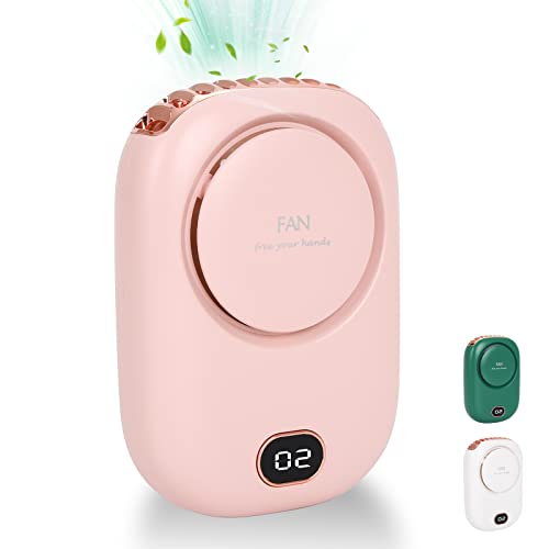 Gukasxi Handheld Mini Fans Portable Neck Hanging Fan Clip on Waist Fan USB Rechargeable Eyelash Fan 3 Speeds Adjustable Quiet Fan Strong Airflow for Desk Travel Office Outdoor Sport (Pink)