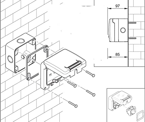 Scame protecta - Base mural estandar alemán ip66 m95 16a 250v