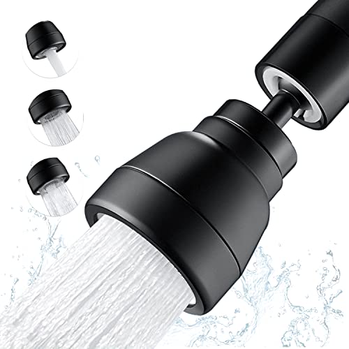 3 Modi Wasserhahn Aufsatz Luftsprudler- 360° Schwenkbarer Wasserhahn Ersatz Küchenbrause Brausekopf,Perlatoren für Wasserhähne Wassersparend für Bad,Küche Ersatzteile,FM22/M24 (Schwarz) Cover