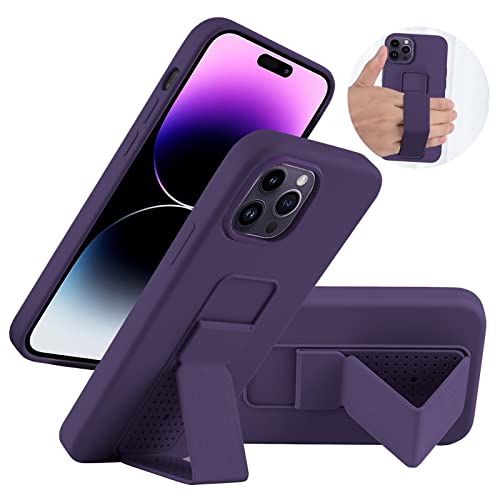 Carcasa iPhone 14 Pro Max para ver vídeos con soporte trasero morado