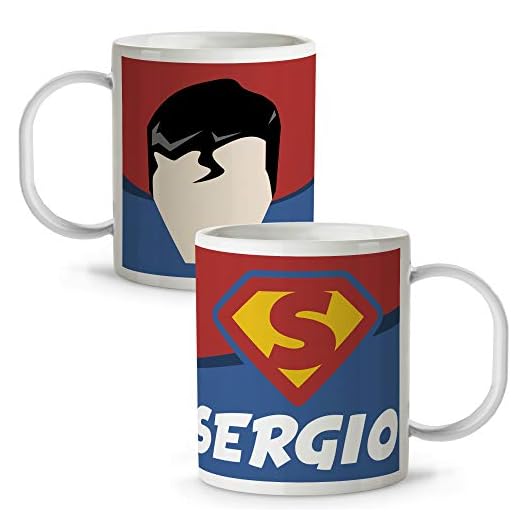 LolaPix Taza Superhéroes Personalizada con Nombre. Plástico. Vuelta al cole. Varios Diseños y Colores Interior. Super man