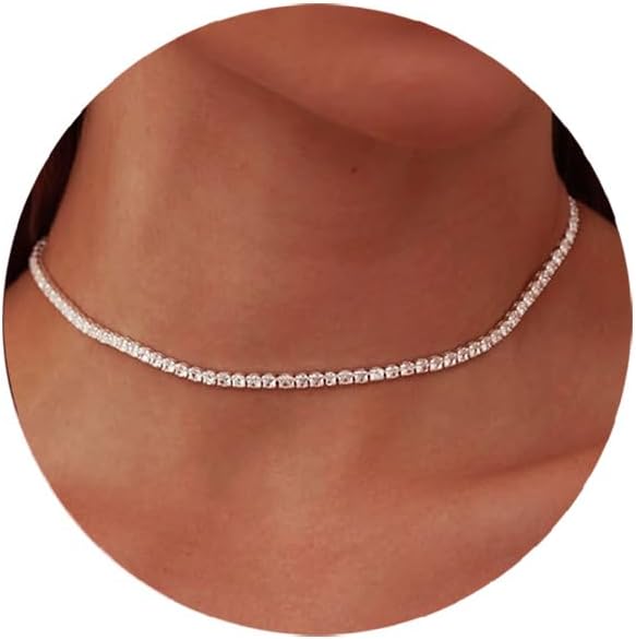 Tennis Necklaces for Women Sparkly Rhinestone Choker Diamond Chain Necklace