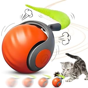 Speedy Tail 2.0, Speedy Tail Cat Toy, New Generation Interactive Cat Toys for Indoor Cats, Smart Cat Toys Ball, Two Speed Adjustment, Automatic Moving Cat Toy Ball with Tail (Orange)