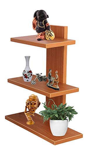 Image of TRUEBOND Wall Decor Shelf /Rack Set of 3 Shelve (3, Eco Teak)