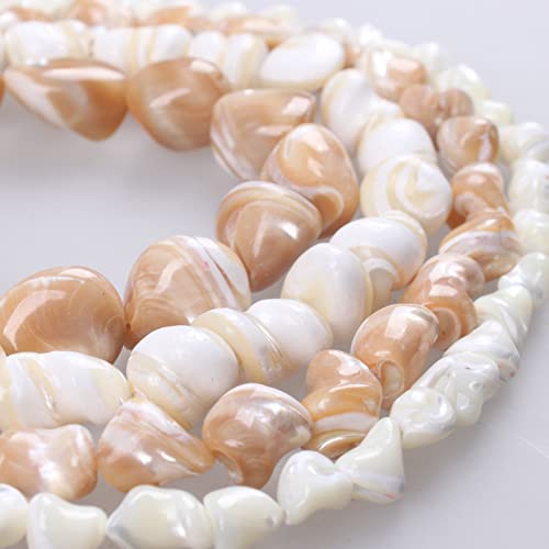 Image of HAAMIIQII 8x12mm Natural Freeform White Mother of Pearl Shell Beads Loose Gemstone Beads for Jewelry Making Strand 15 Inch (31-33pcs)