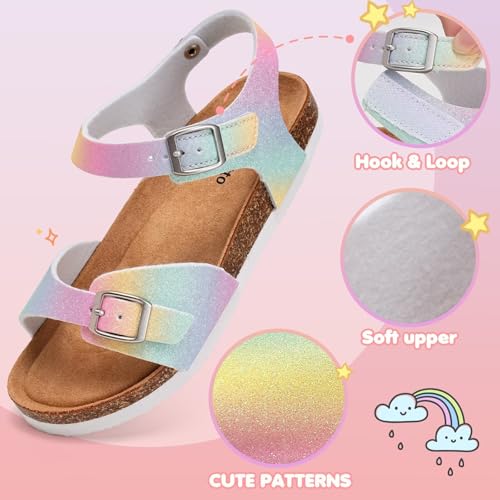 Image of Torotto Toddler Kids Sandals Boys Girls Cork Footbed Sandals with Adjustable Buckle Casual Slides Open Toes Flat