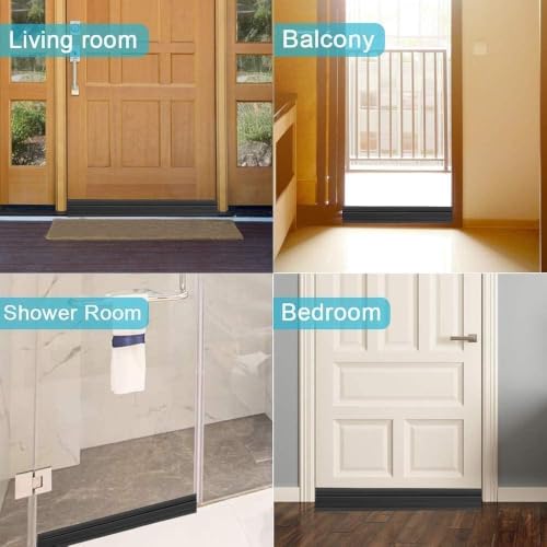 Image of 4 Pack Door Draft Stopper, Under Door Sweep for Exterior & Interior Doors, Weather Stripping Door Seal, Garage Window Blocker Noise Cold Air Insulation, Draft Guard Black 2 inch W x 39 inch L