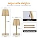 LUTEC 4 Pack Cordless Table Lamp,6000mAh Rechargeable Battery Operated Desk Lamp,Two Adjustable Heights,Waterproof, Touch Control & 3 Color Stepless Dimming for Restaurant/Bedroom/Bars/Outdoor (Gold)