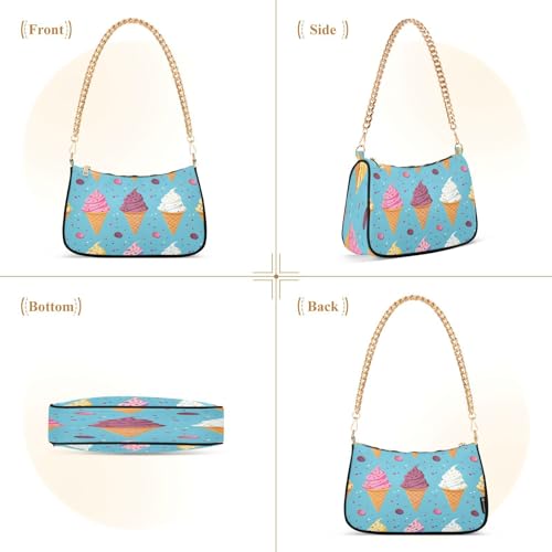 Shoulder Bags for Women Ice Cream Hobo Tote Handbag Small Clutch Purse with Zipper Closure882
