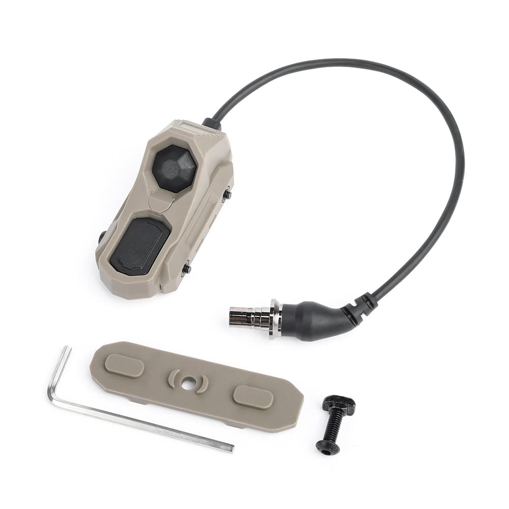 Tactical Flashlight Dual Function Remote Pressure Switch Portable M300 M600 Scoutlight Torch Switch for Mlok Keymod and 20mm Picatinny Rail System (Tan)