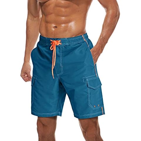 EKLENTSON Mens Beach Shorts Swim Trunks with Mesh Lining Lightweight Quick Dry Bathing Suits Blue Cover