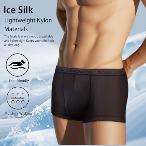 JINSHI Ice Silk Mens Sexy Underwear For Straight Men See Through Boxers Ultra Thin Sheer Trunk Bulge Pouch Boxer Briefs3