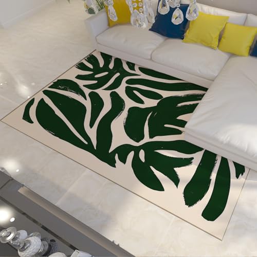 Tapis 180x240cm vert lavable à poils courts style bohème - 3