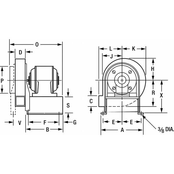 Blower,549 cfm,115V,2.05A,1640 rpm