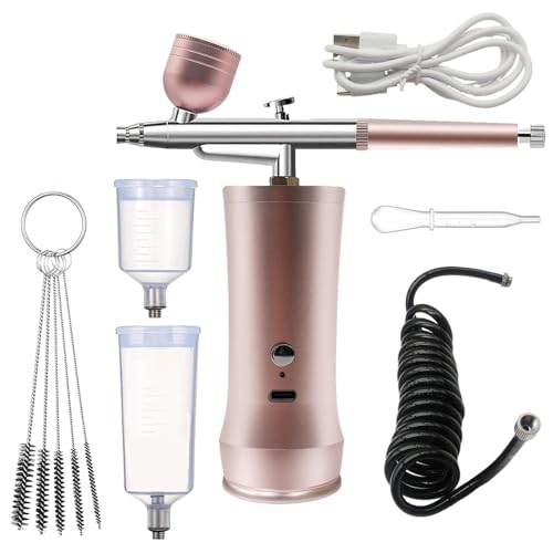 Pistola de pintura en aerosol, cepillo de aire recargable inalámbrico de alta presión con ajustes ajustables, tazas de capacidad de 20 CC y 40 CC para arte de uñas, maquillaje, pintura, decoración de