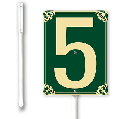 Number 5 Sign with Stake for Outside Lawn 8x12inch Aluminium Yard Decorations Metal Fade Resistant Green Numbered Signs for Out door Yard Driveway Home Easy to Install