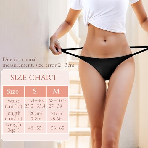 Yolev 6er-Pack String Tanga Damen Seamless Slips Nahtlose Unterwäsche Damen, Niedrige Taille Unsichtbare Strings Atmungsaktiv Tangas Slip Sexy Unterhosen Strings & Tangas für Frau (Schwarz, S)