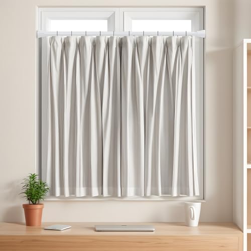 Image of 2 Pack Tension Rods 16 to 26 Inch Spring Adjustable Curtain Rods No Drilling White Tension Rods Expandable Pressure Spring Tension Rod for Closet, Doorway