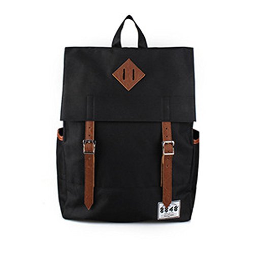 Preisvergleich Produktbild YAAGLE Rucksack Damen und Herren Unisex schick mit Deckel Schultertasche Schulrucksack Laptoptasche-schwarz