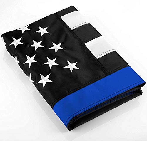 Danf Thin Blue Line Flag 3X5 Ft Made From Nylon - Embroidered Stars - Sewn Stripes - Uv Protection Black White And Blue American Police Flag Honoring Law Enforcement Officers #TOP1