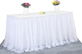 Maritown White Tulle Table Skirt Tutu Lace Chiffon Mesh Table Skirt For Rectangular Or Round Table For Wedding Birthday Parties Decoration Pink Blue