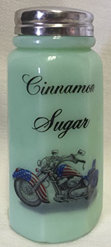 Sugar Shaker - Paneled - Rosso Exclusive - Motorcycle - American Made - Mosser Glass USA (Jade w/Cinnamon Sugar)