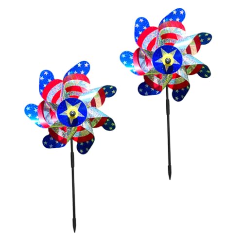 ibasenice 2 Stück Teiliges Bunte Garten deko Wetterfestes Windrädchen Balkon Outdoor Ornamente für Party Hochzeitsdeko und Gartenschmuck