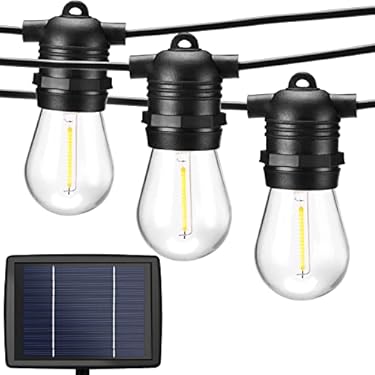 AMAZON - J luster Solar Outdoor String Light, Waterproof Patio String Lights with 15 Shatterproof LED Bulb 2700K for Outdoor, Patio, Porch, Backyard (48FT)