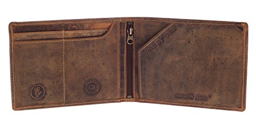 Greenburry Vintage Lederbörse Herren Geldbörse Braun 15,5x1x10cm