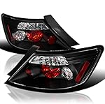 SPEC-D TUNING Black Tail Lights Compatible with 2006-2011 Honda Civic Coupe 2 Door, Left + Right Pair Assembly