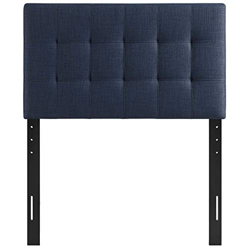 Image of Modway Lily Tufted Linen Fabric Upholstered Twin Headboard in Navy