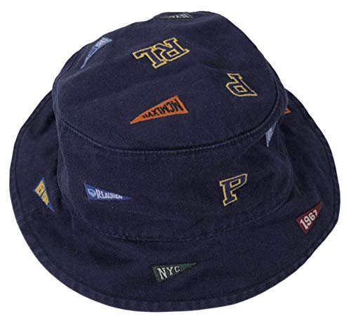 Men's Collegiate Embroidered Navy W/Multicolors Cotton Twill Bucket HAT (S/M)