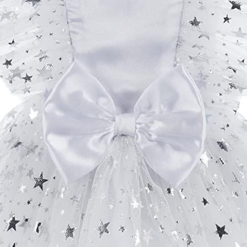 P.retty.dg Dog Dresses For Small Dogs Girl Dogs Cats White Stars Dress With Big Bow Tie Pet Dresses Fashion Dogs Clothes Female Puppy Dresses Summer Dress Party Dress Princess Dog Angel Dress White M #TOP4