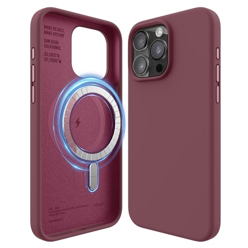 Ya en manzanajugosa.com: elago Funda Magnética Silicona Compatible con iPhone 15 Pro MAX, Compatible con Todos Los Accesorios MagSafe, Imanes Integrados, Funda Protectora Cuerpo Completo [Estructura 5 Capas] (Burdeos)