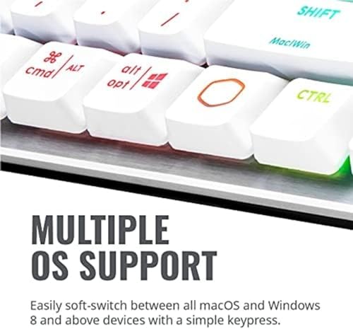 Image of Cooler Master SK652 Sliver White Mechanical Keyboard with Low Profile Red Switches, New and Improved Keycaps, and Brushed Aluminum Design | Ttc Low-Profile Red Switches, Rgb Backlight, Brushed Aluminum Top, Detachable Braided USB-C Cable, Masterplus Plus Support