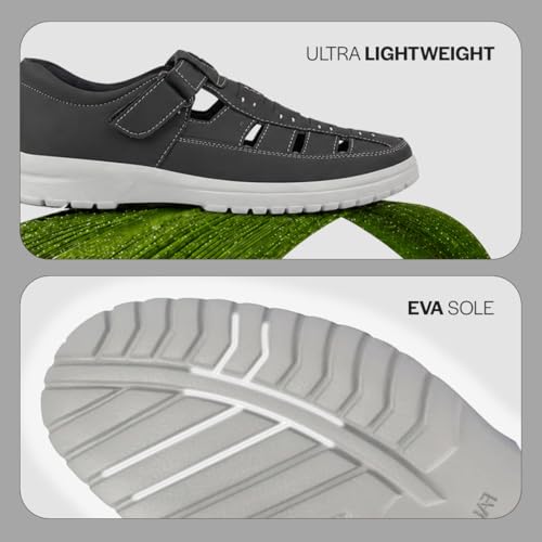 Image of FAUSTO Men's Feather Light EVA Sole Shoe Style Comfortable Dress Sandal With Memory Cushion|Stitched Hook & Loop Sandal For Work|Evening|Festive