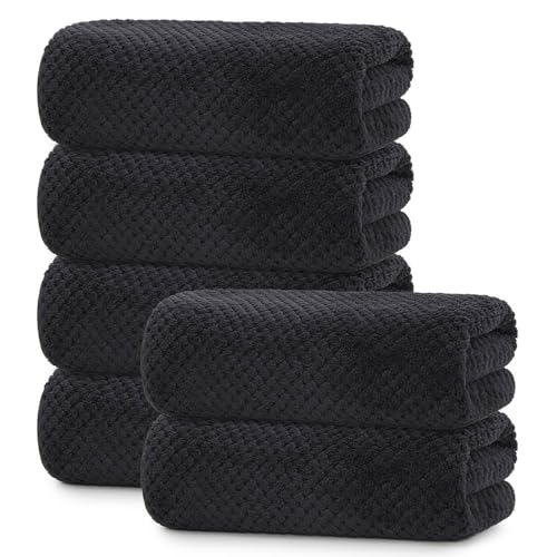 La mejor selección de Toallas de mano - solo los mejores. 47 YURIRIA Juego de Toallas 6PCS Toalla de Mano Microfibra Suave Cómodo y Absorbente para Decoracion Toallas para Baño,Deportes,SPA,Cara(Negro)