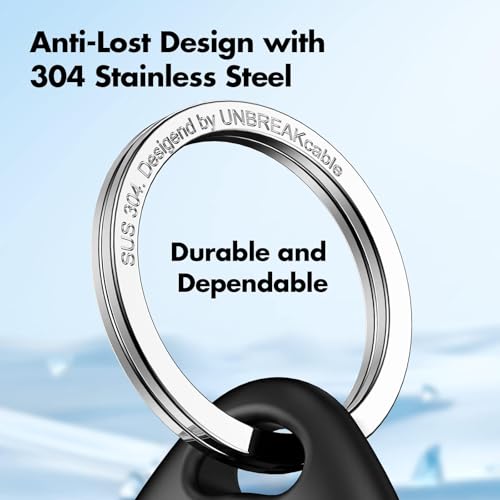 Image of UNBREAKcable for Apple AirTag Holder - 4 Pack [Fit Tightly Design] [Easy to Install] [Hold Air Tag Securely] Waterproof TPU Shell Protective Case with 304 Stainless Steel Keychain Key Ring